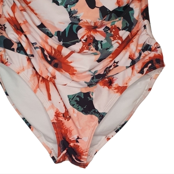 Hilor Women's One Piece Swimsuit One Shoulder Size 8 Floral Print - Picture 5 of 11